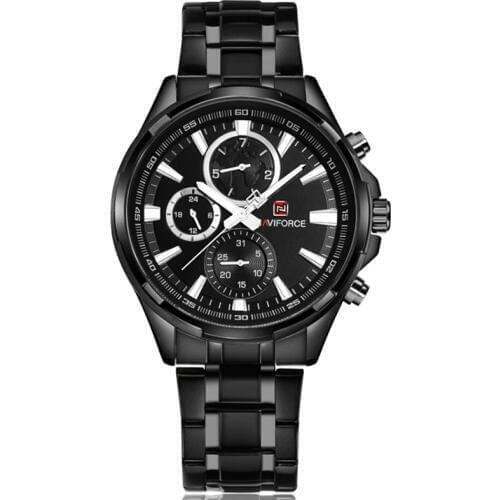 NAVIFORCE Relogio Masculino Mens Watches Top Brand Luxury Black Steel Quartz Watch Men Casual Sport Chronograph Wristwatch 2017