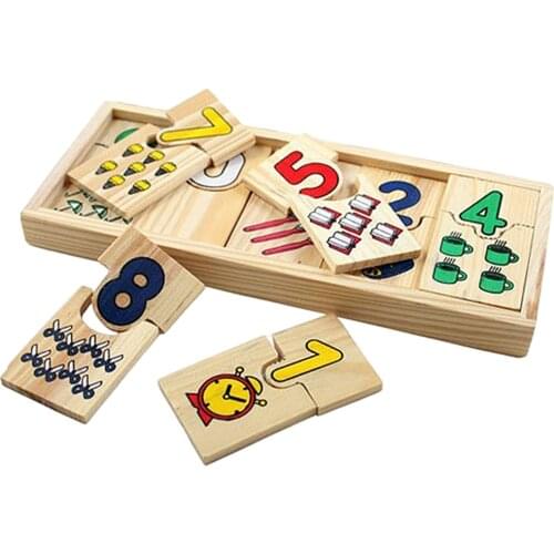 Wooden Children Match It Counting Mathematics Number Early Educational Puzzle Set Jigsaw Toy Preschool Game Gift for Kids