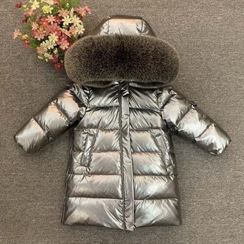 Toddler kids down coat thick fur hooded jacket coat for 1-12years child boys girls Winter coat down clothes outerwear