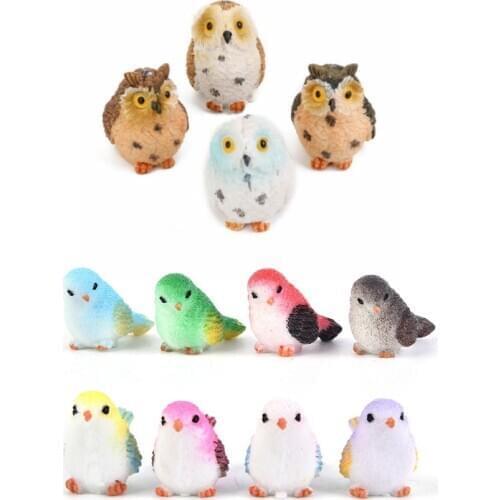 Resin Little Parrot Bird Owl Nest Figurine Animal Model Home Decor Miniature Fairy Garden Bonsai Decoration Accessories Modern
