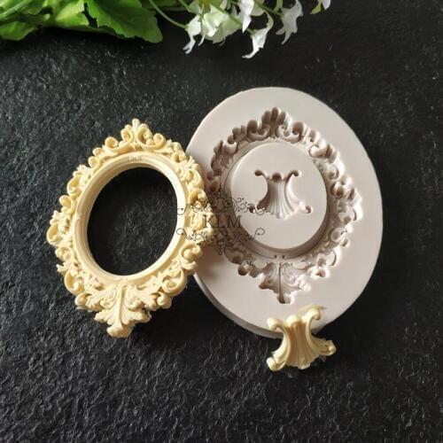 KLM-0018 European Pastry Antique Mirror Frame Fondant Cake Mold Silicone Mould Chocolate cake decoration