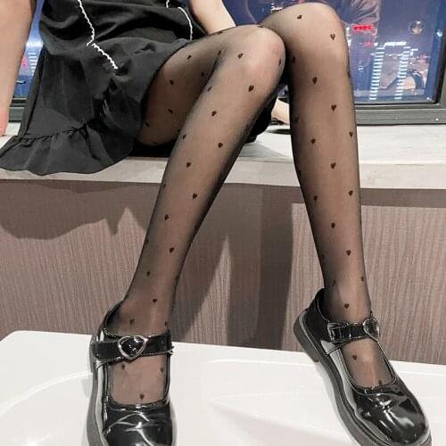 Girl Sweet Heart Pantyhose Womens Tights Gothic Loli Clubwear Fashion Silk Body Stockings Sexy Sheer Panty hose Medias De Mujer