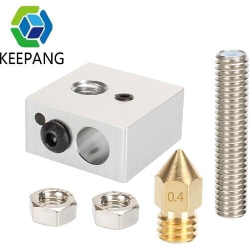 Kee Pang MK7 MK8 Heated Block Kit Silver Aluminium Heat Block For J-head Extruder Hotend 3D Printer Parts