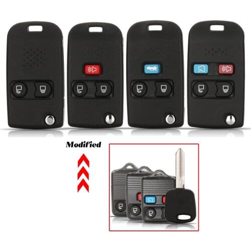 Jingyuqin 10pcs For Ford Crown Victoria Escape Expedition Explorer Sport FOB 2/3/4 Buttons Modified Flip Remote Car Key Shell