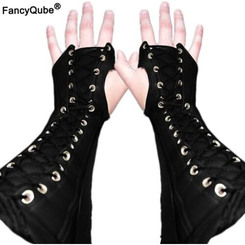 Robin Hood Leather Bracer Hunting Gloves Gothic Punk Medieval Armor Gauntlet Archery Costume Arm Wrist Accessory For Men Women