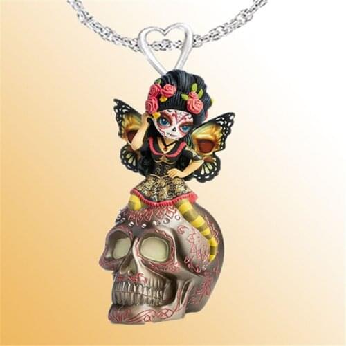 Beautiful Fairy Tale Butterfly Fairy Resin Necklace Pendant Fashion Skull Pendant Personalized Jewelry Gift