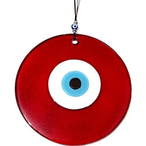 Red Color 16 Centimeter Handmade Glass Evil Eye Bead Wall Ornament