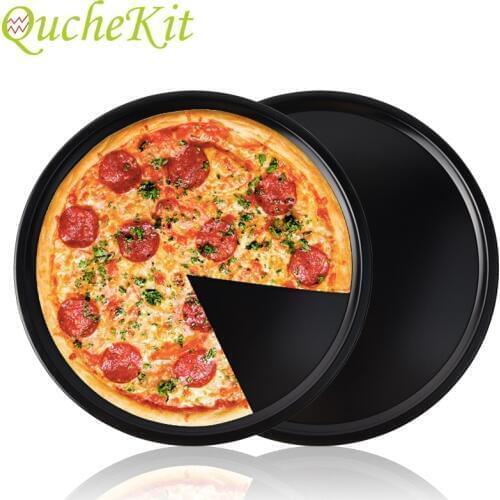 12 13inch Pizza Plate Round Deep Dish Pizza Pan Tray Carbon Steel Non-stick Baking Mold Kitchen Baking Tools Cooking Accessories