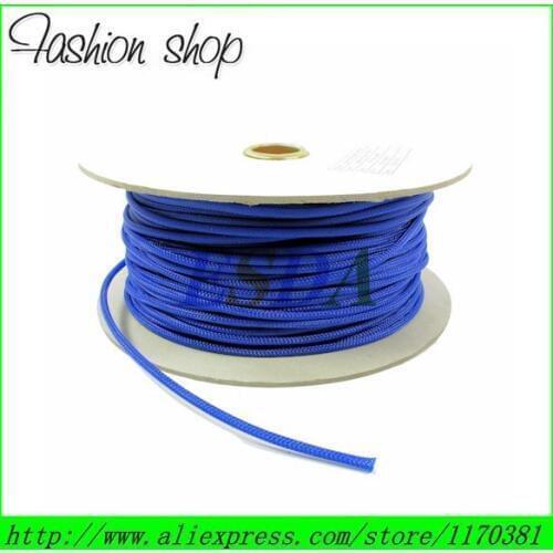 50M/Lot Blue 2mm Round PET braided cable sleeve wire sleeving