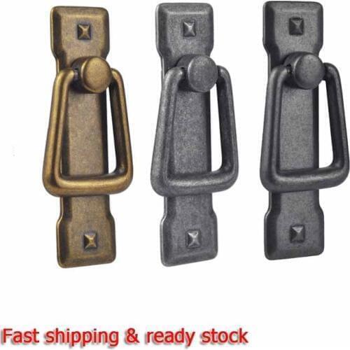 2PCS Brass FurnitureDoor Ring Pulls Handle Knob Alloy Round Ring Kitchen Cabinet Drawer Cupboard Door Pull Handle