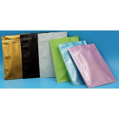 Metallic Mylar ziplock bags flat bottom 12 X 18cm gold Black Aluminum foil small zip lock plastic bags High quality