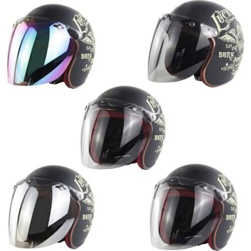 Motorcycle Helmet Bubble Visor 3-Snap Design Open Face Helmet Visor with PC Lens Gift for Motorcycle Enthusiasts