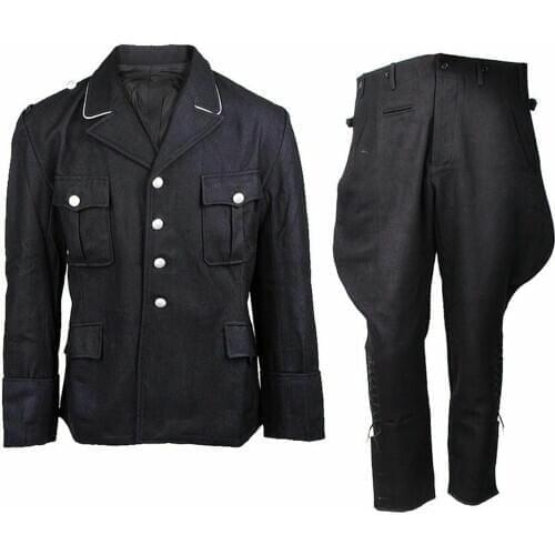 WWII GERMAN ARMY 1932 M32 BLACK WOOL TUNIC & BREECHES WW2 Military Uniform War Reenactments