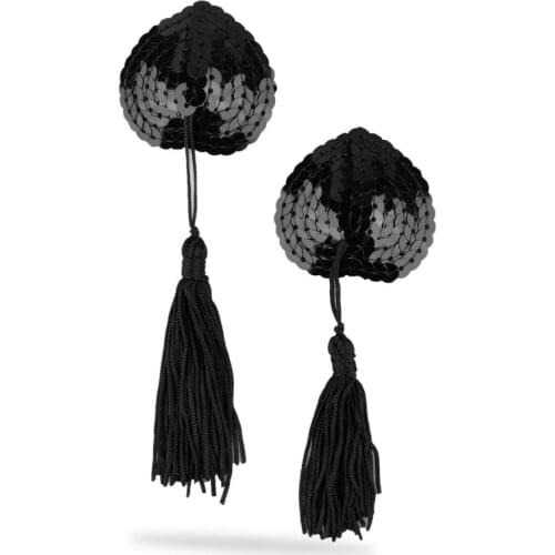 2021 New Women 2pcs/set Sexy Self Adhesive Sequin Tassel Cover Heart Shape Bra Nipple Cover Pasties Breast Petals 6 colors