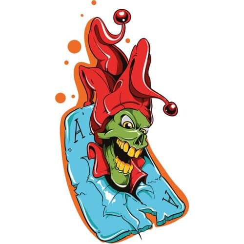 LLY-1171 Creative Clown Playing Cards Modeling Car Sticker PVC Auto Motorcycle Accessories Decoration Quality Waterproof Decal
