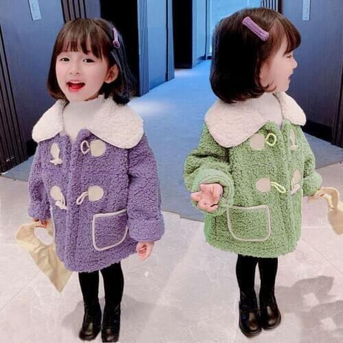 2020 autumn/winter coats Girls Kids cotton-padded clothes white collar cashmere warm comfortable baby overcoat Children Clothing