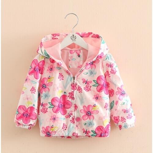 Autumn Baby Coat And Jacket For Girl Cartoon floral Hooded Windbreaker For Girls/boys long Sleeve Toddler kids Outerwear