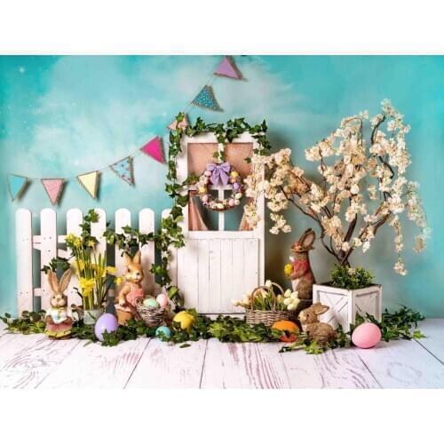 Easter Photography Backdrop Easter Spring Eggs Decorations Photo Background Birthday Cake Smash Photobooth Studio Child Baby