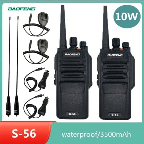 2pcs BAOFENG S-56 High Power 10W Waterproof Walkie Talkie 10km UHF Ham CB Radio Comunicador Two Way Radio Station Transceiver