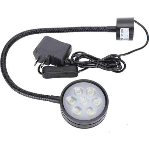 7W LED Work Light Adjustable Neck Magnetic Base Lamp for CNC Machining US Plug 110-220V Hose Flashlight