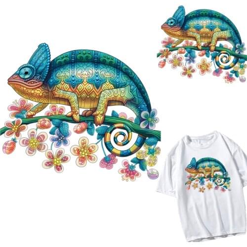 Sticker on Clothes Thermal Colorful Chameleon Patch Applique Heat Transfer Patches Iron-on Transfers For Clothing Stickers Decor