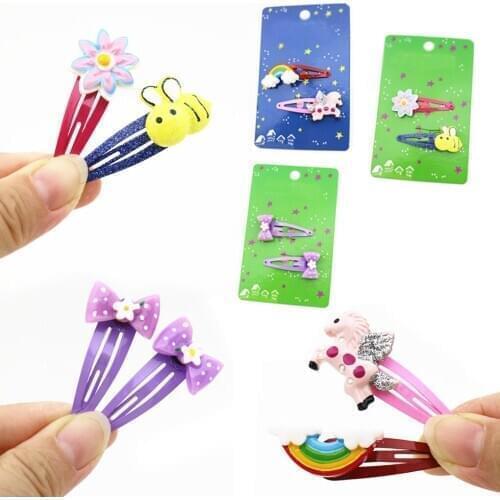 4cmBB clip bangs clip unicorn cloud hairpin flower bee bow child girl baby hair accessories Holiday gift headwear