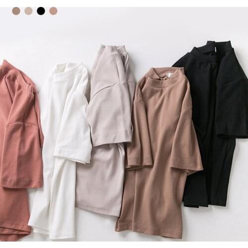 Womens T-shirt 2021 New Summer Casual Short Sleeve Oversized T Shirt Women Simple Round Neck Lady Clothing Tops Female T-shirt