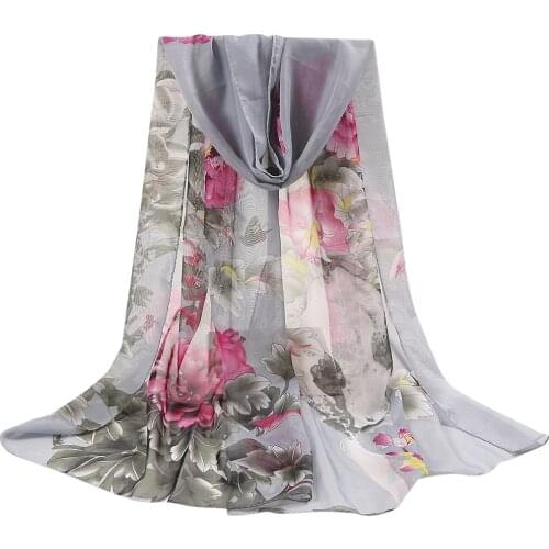 160*50cm New Fashion Spring/summer Women Floral Printing Beach Silk Scarf Shawls Female Long Wraps Beach Sunscreen Hijab Shawl