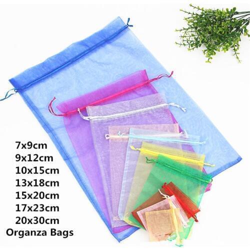 10pcs 15x20 17x23 20x30 Organza Bags Packaging Pouches Christmas Jewelry Bag Wedding Decoration Birthday Party Supplies Gift Bag