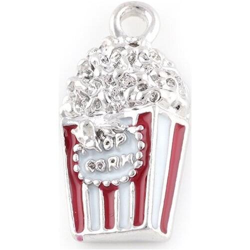 24*12mm Popcorn Bracelets Charm Pendants Silver Gold Enamel Alloy Metal Popcorn Dangle Charms for Jewelry Making