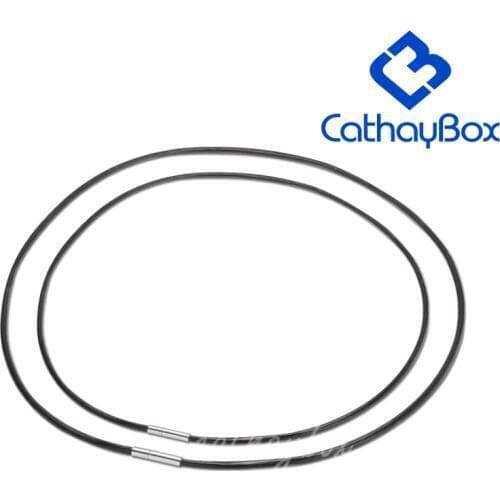 2MM & 3MM Stainless Steel Magnetic Clasp Black Leather Cord Rope Chain Necklace For Men & Women