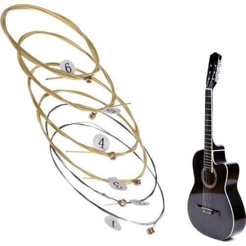 6pcs/set Universal Acoustic Guitar String Brass Hexagonal Steel Core Strings For Musical Instruments Guitars Strings Guitar Part