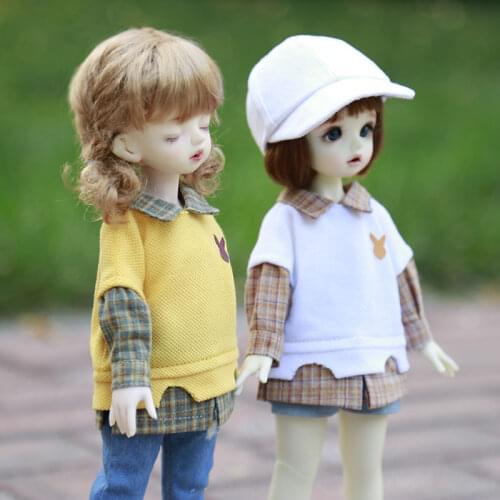 BJD YOSD 1/6 men and women doll clothing accessories versatile casual stitching sleeve shirt false two pieces coat doll clothes