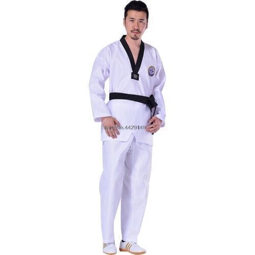 White Taekwondo Training Uniform Martial Arts Suit Children Adult Student Tae kwon do dobok approve Taekwondo Clothing
