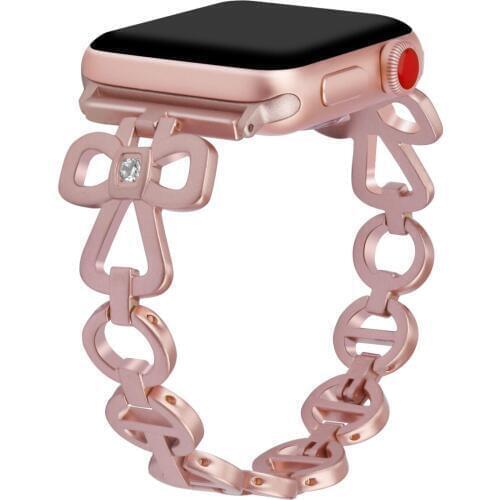 Stainless Steel Bracelet for Apple Watch 44mm 40mm 42mm 38mm Pink Diamond Women Watchband Strap Band for iWatch 1 2 3 4