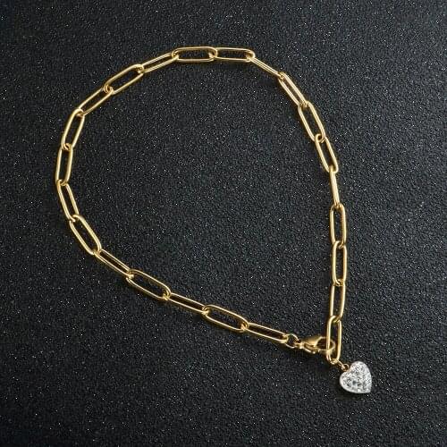 Fashion Clay Crystal Love Heart Anklet Women Adjustable Gold Color Chain Anklets Bracelets For Leg Foot Summer Beach Jewelry
