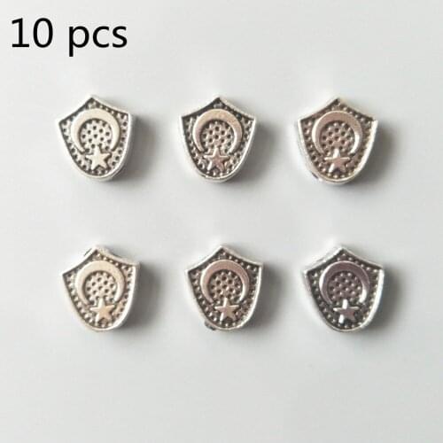 10pcs silver color Alloy Beads Islam Jewelry Finding Arabic Tesbih Prayer Beads Allah Muslim Tasbih Accessories