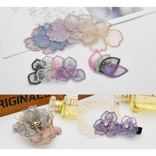 Flower Leaves Organza Lace Patches Embroidery Sew On Patches For Clothing Diy Jewelry Earring Pendant Hair Accessories Appliques