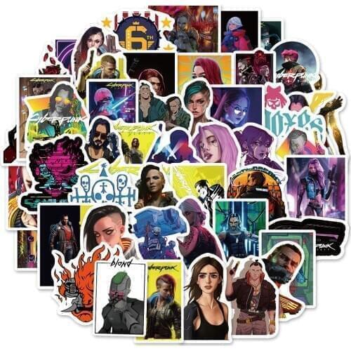 Cyber2077 Stickers Night City Cyber V Stickers for PC/PS Games Moto Luggage Graffiti Phone Laptop Sticker Gift for Boyfriend