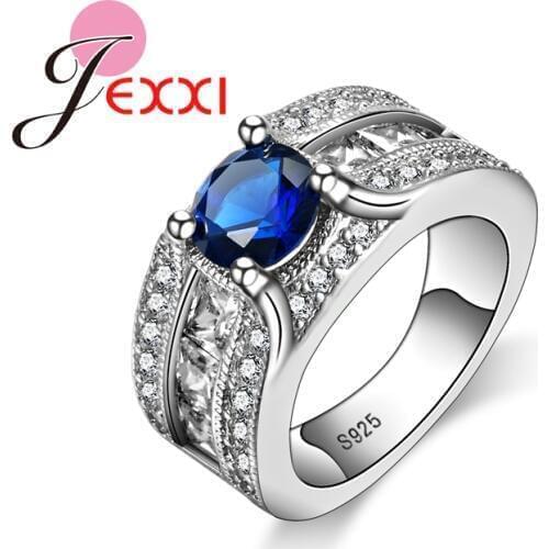 Brand Design Engagement Party Ring 2020 New Fashion Royal Blue CZ 925 Sterling Silver Wedding Rings For Women