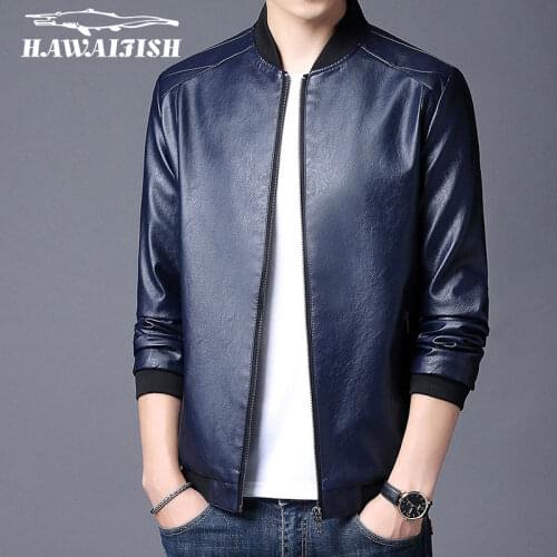 Hawaifish brand mens coat 2021new popular Korean slim thin fashion clothes high quality mens spring and autumn leather jacket