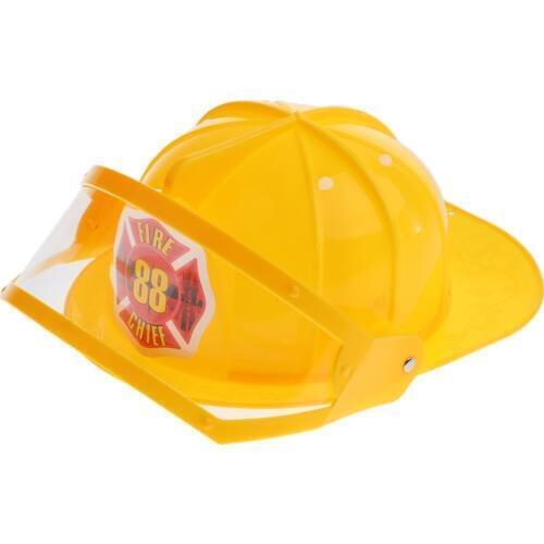 Simulation Role Play Game Toy Gear Fireman Helmet Fire Fighter Hat Kids Cosplay Set Toy - Yellow