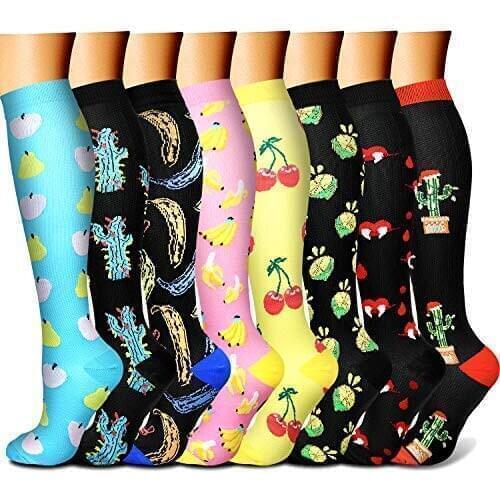 Compression Stock Women Sport Cycling Socks Funny Pattern Happy Stocking Ballon Pressure Running Multi Color Compress Stocking