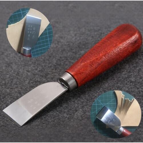 DIY Leathercraft Tool Wooden Handle Stainless Steel Leather Cutting Knife Leather Shovel Knife For Leather Working
