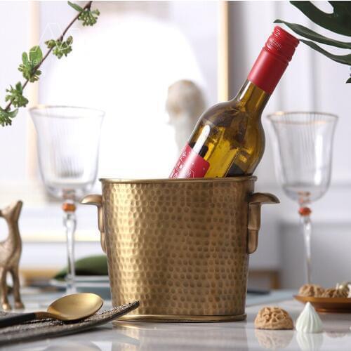 Copper Ice Barrel Frozen Wine Barrel Ice Scoop Ice Bucket Cooler Icing Bottle