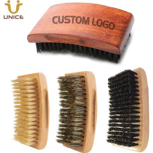 MOQ 100 pcs Custom LOGO Premium Square Beard Brush with Boar Bristle Retro/Black/Red/Wooden Rectangular Handle Men Shaving Brush