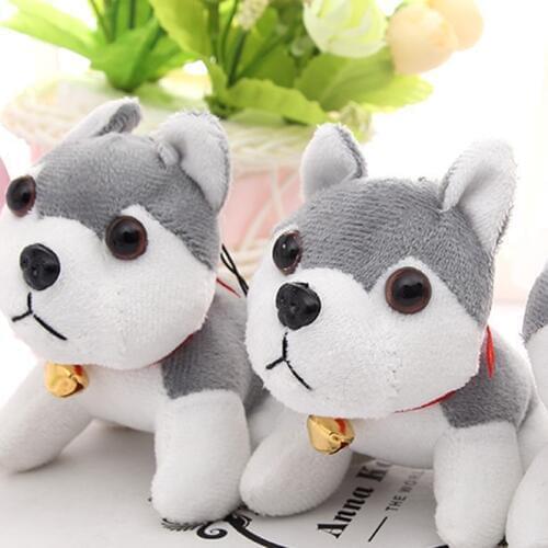 Fashion Cute PomPom Husky Plush Doll Dog Toy Key Ring Chain Woman Bag Charms Man Car Keychain Party Trinket Keyring Wedding Gift