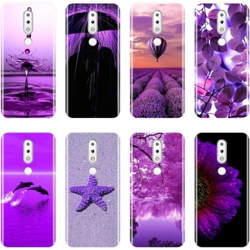 Soft Phone Case Silicone For Nokia 7.1 6.1 5.1 3.1 2.1 Plus Purple Flower Star Floral Back Cover For Nokia 7.1 6.1 5.1 3.1 2.1