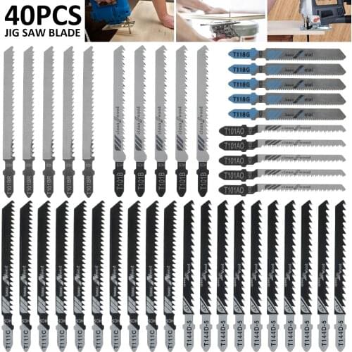 Metal Cutting T144D/T101B/T111C/T118G Power Tool Saw 40Pcs Jig Saw Blade Jigsaw Blades Set Metal Wood Assorted Blades for Wood