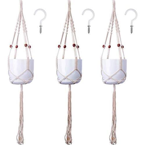 3 Pack Plant Hangers with Ceiling Hooks for Flower Pot Indoor Outdoor Hanging Decoration Hanging Planters Container Accessories